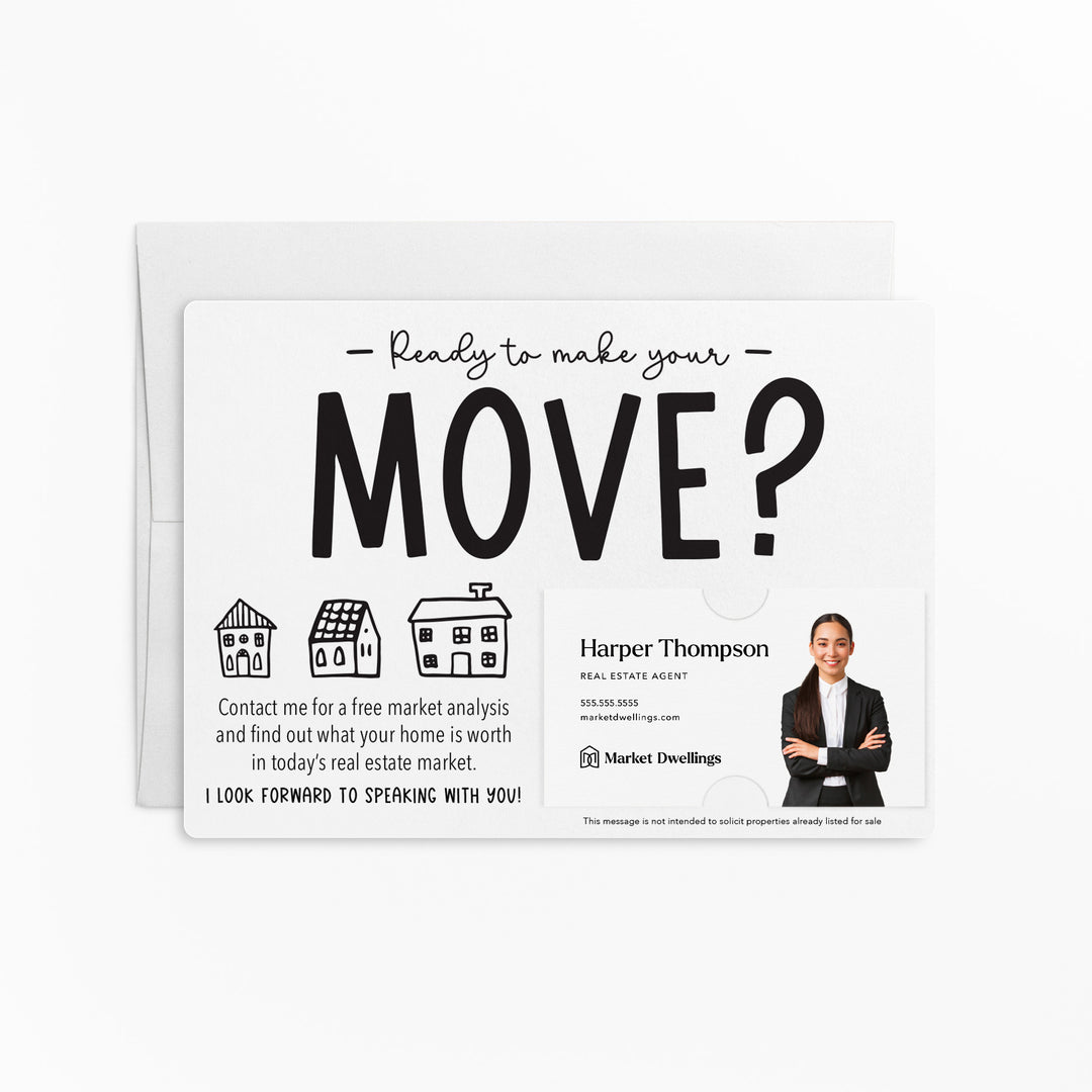 Set of "Ready to Make Your Move?" Mailer | Envelopes Included | M48-M003 Mailer Market Dwellings WHITE