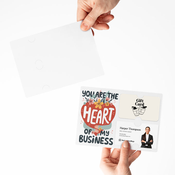 Set of "You are the Heart of My Business" Gift Card & Business Card Holder Mailers | Envelopes Included | M49-M008-AB Mailer Market Dwellings