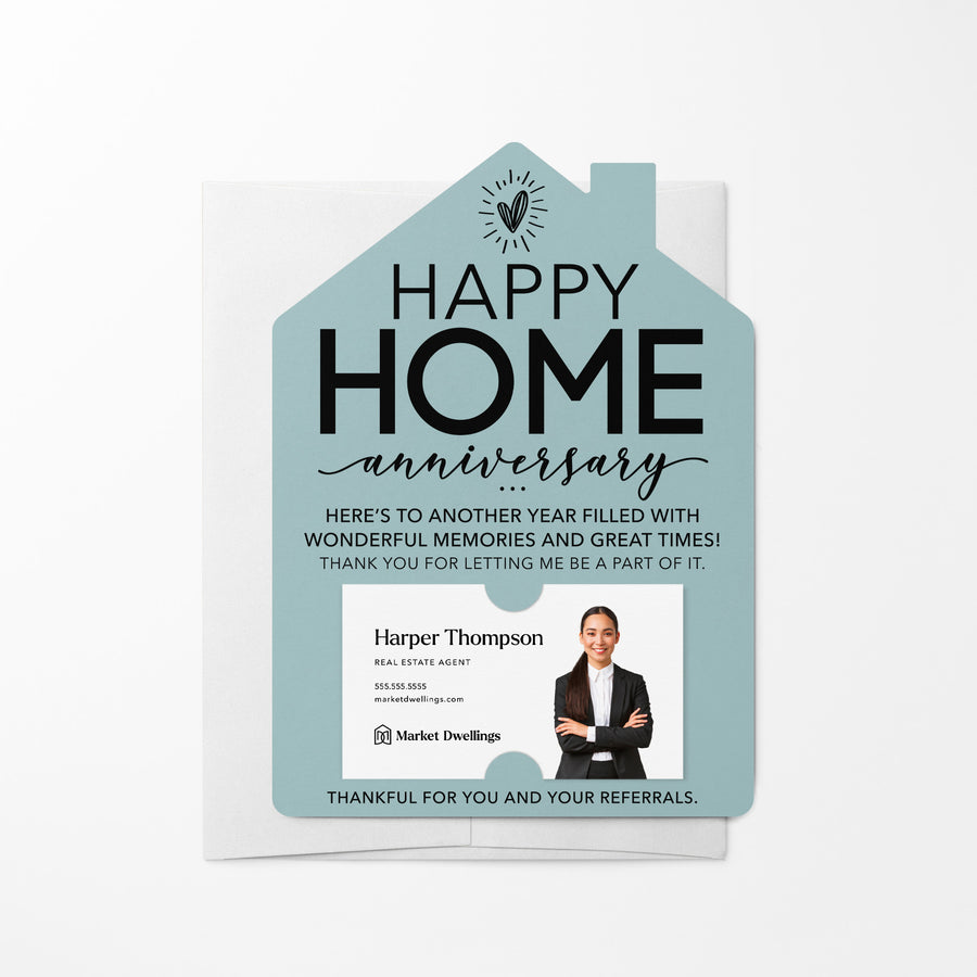 Set of Happy Home Anniversary Mailers | Envelopes Included | M5-M001 Mailer Market Dwellings LIGHT BLUE