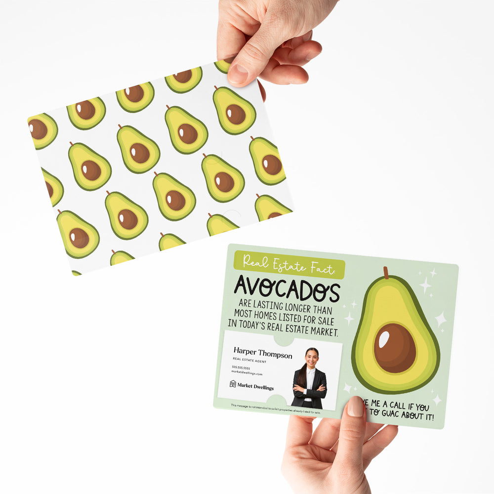 Set of "Avocados Are Lasting Longer Than Most Homes Listed For Sale" Double Sided Mailers | Envelopes Included | M5-M004 Mailer Market Dwellings