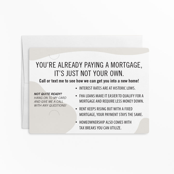 Vertical | Set of "Ready to Quit Renting?" Double Sided Mailers | Envelopes Included | M5-M005 Mailer Market Dwellings