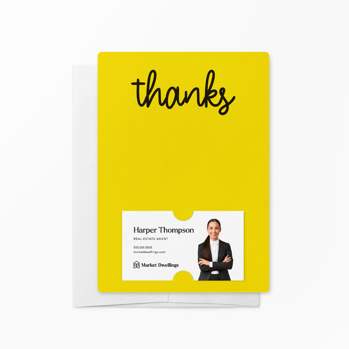 Set of "Thanks" Notecards | Envelopes Included | M5-M007 Notecards Market Dwellings LEMON