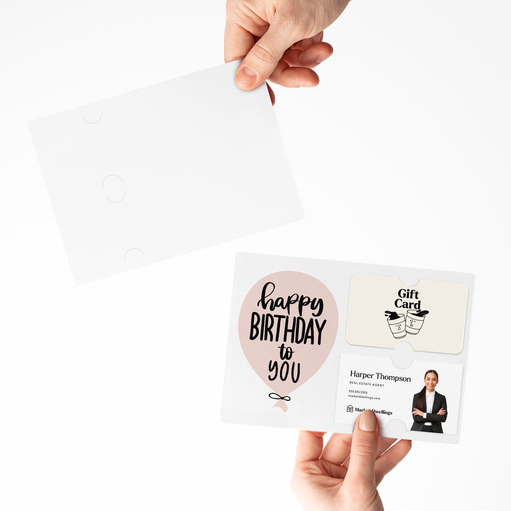 Set of "Happy Birthday" Gift Card & Business Card Holder Mailer | Envelopes Included | M5-M008 Mailer Market Dwellings