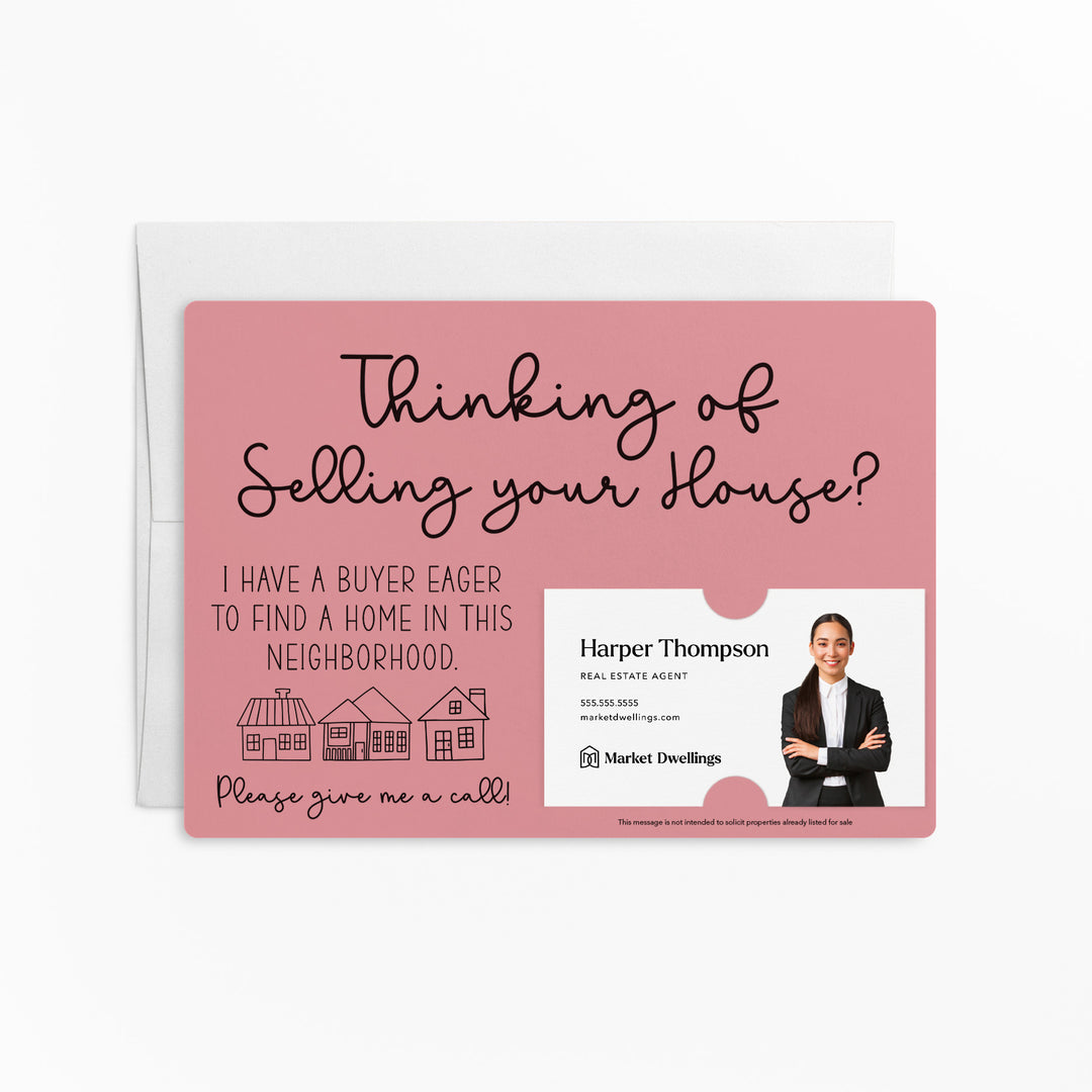 Set of "Thinking of Selling Your House, I Have a Buyer" Real Estate Mailer | Envelopes Included | M50-M003 Mailer Market Dwellings LIGHT PINK