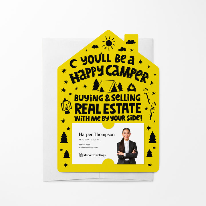 Set of You'll Be a Happy Camper Real Estate Mailers | Envelopes Included | M50-M001 Mailer Market Dwellings LEMON