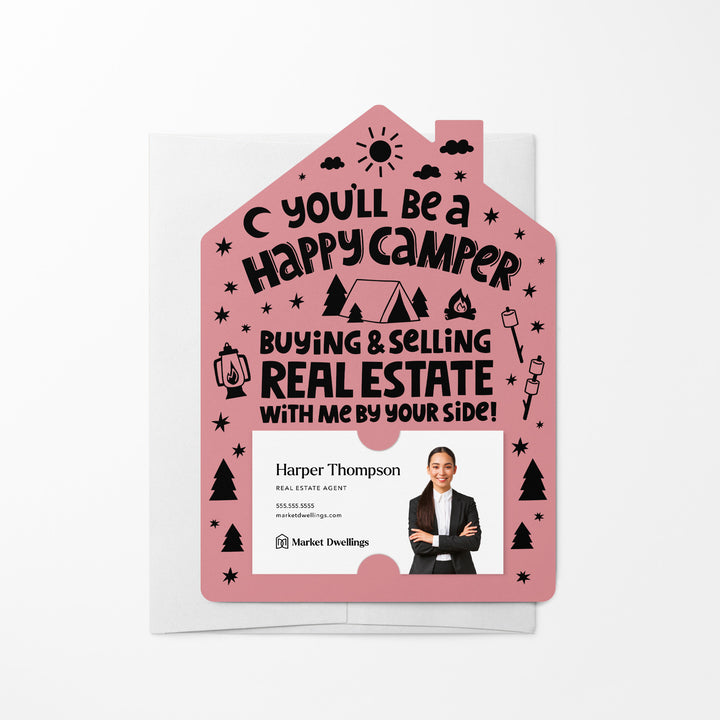 Set of You'll Be a Happy Camper Real Estate Mailers | Envelopes Included | M50-M001 Mailer Market Dwellings LIGHT PINK