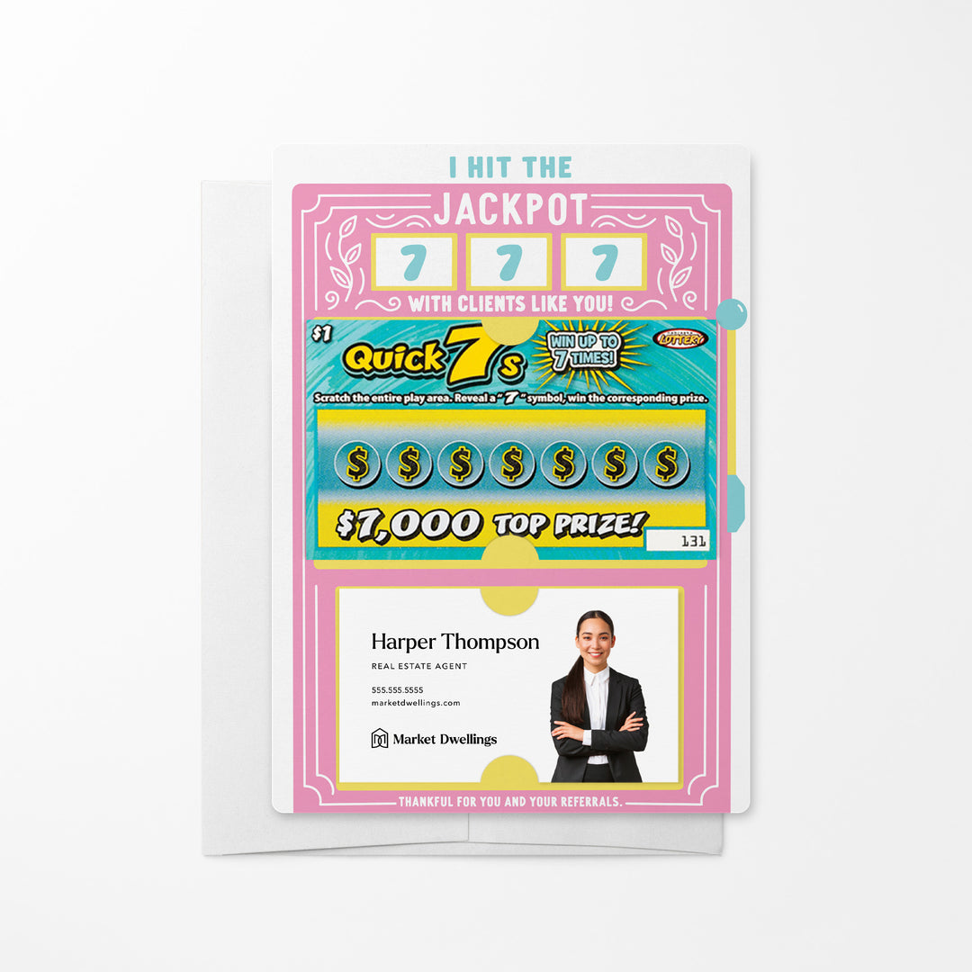 Set of I Hit The Jackpot With Clients Like You! Lotto Mailers | Envelopes Included Mailer Market Dwellings PINK SHERBET