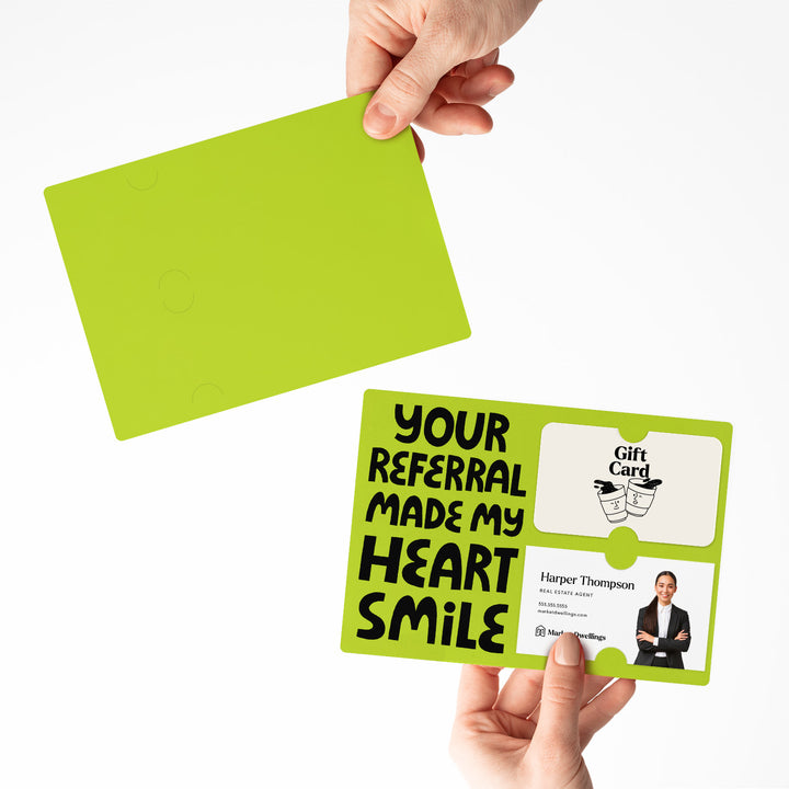 Set of "Your Referral Made My Heart Smile" Gift Card & Business Card Holder Mailer | Envelopes Included | M51-M008 Mailer Market Dwellings