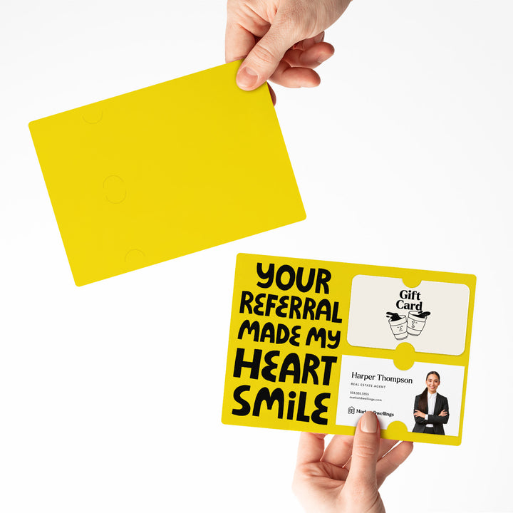 Set of "Your Referral Made My Heart Smile" Gift Card & Business Card Holder Mailer | Envelopes Included | M51-M008 Mailer Market Dwellings