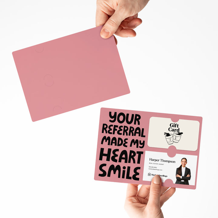 Set of "Your Referral Made My Heart Smile" Gift Card & Business Card Holder Mailer | Envelopes Included | M51-M008 Mailer Market Dwellings