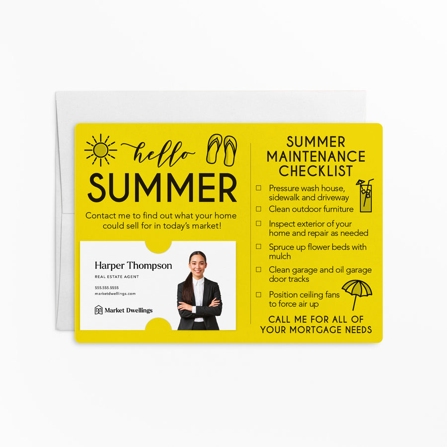 Mortgage | Set of "Hello Summer" Mailer | Envelopes Included | M52-M004 Mailer Market Dwellings LEMON