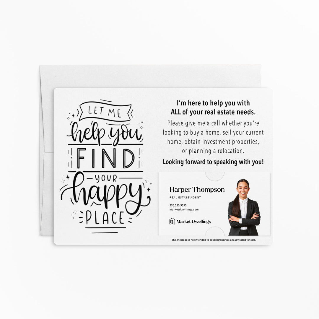 Set of "Happy Place Real Estate" Mailer | Envelopes Included | M53-M003 Mailer Market Dwellings WHITE