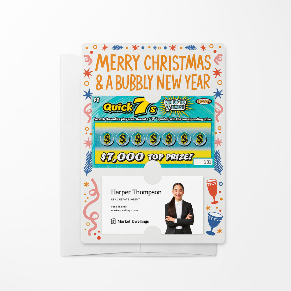 Merry Christmas and a Bubbly New Year | Real Estate Lotto Mailers with Envelopes Mailer Market Dwellings