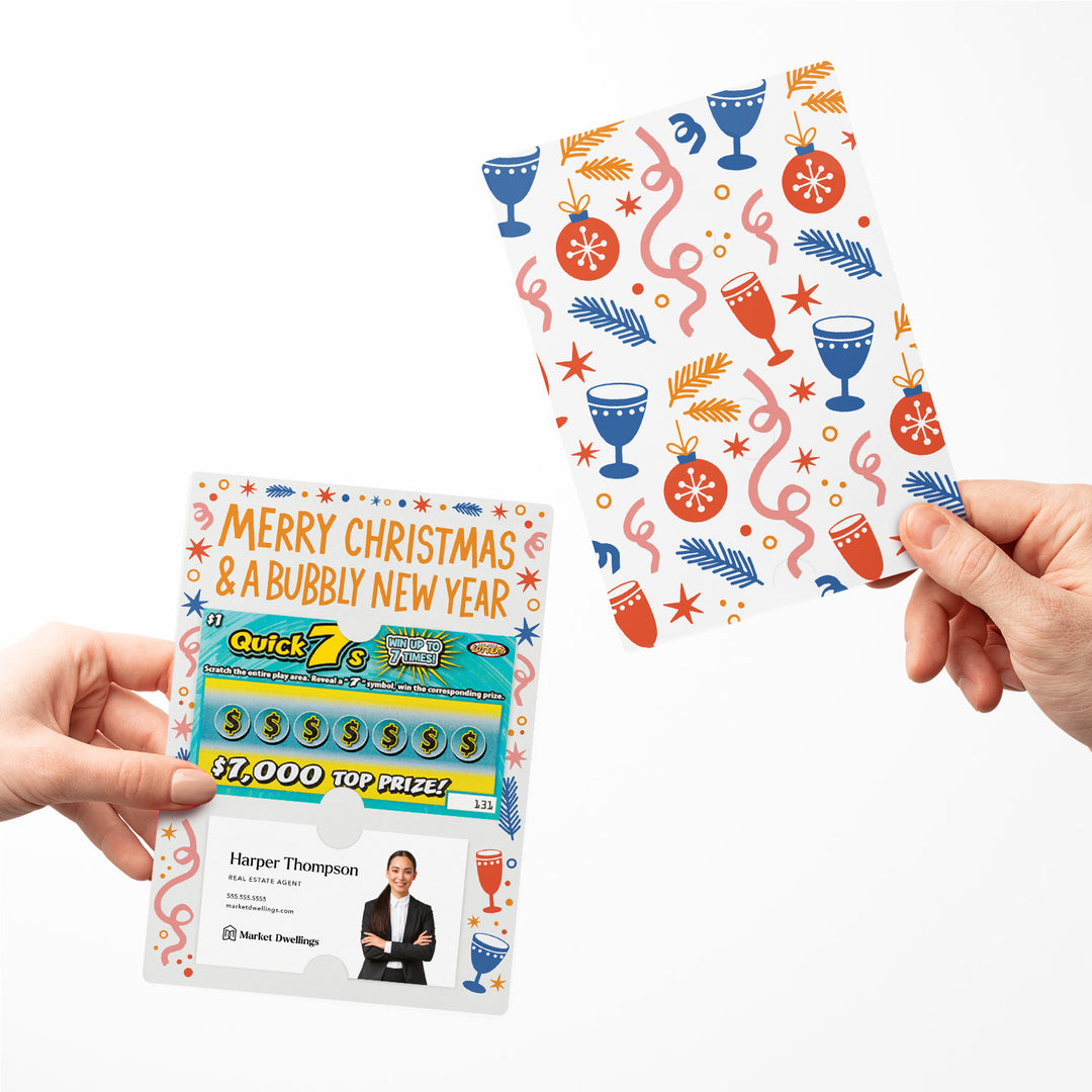 Set of Merry Christmas and a Bubbly New Year | Lotto Mailers | Envelopes Included Mailer Market Dwellings