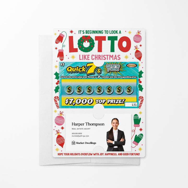 Set of It's Beginning to Look a LOTTO Like Christmas Lotto Mailers | Envelopes Included Mailer Market Dwellings