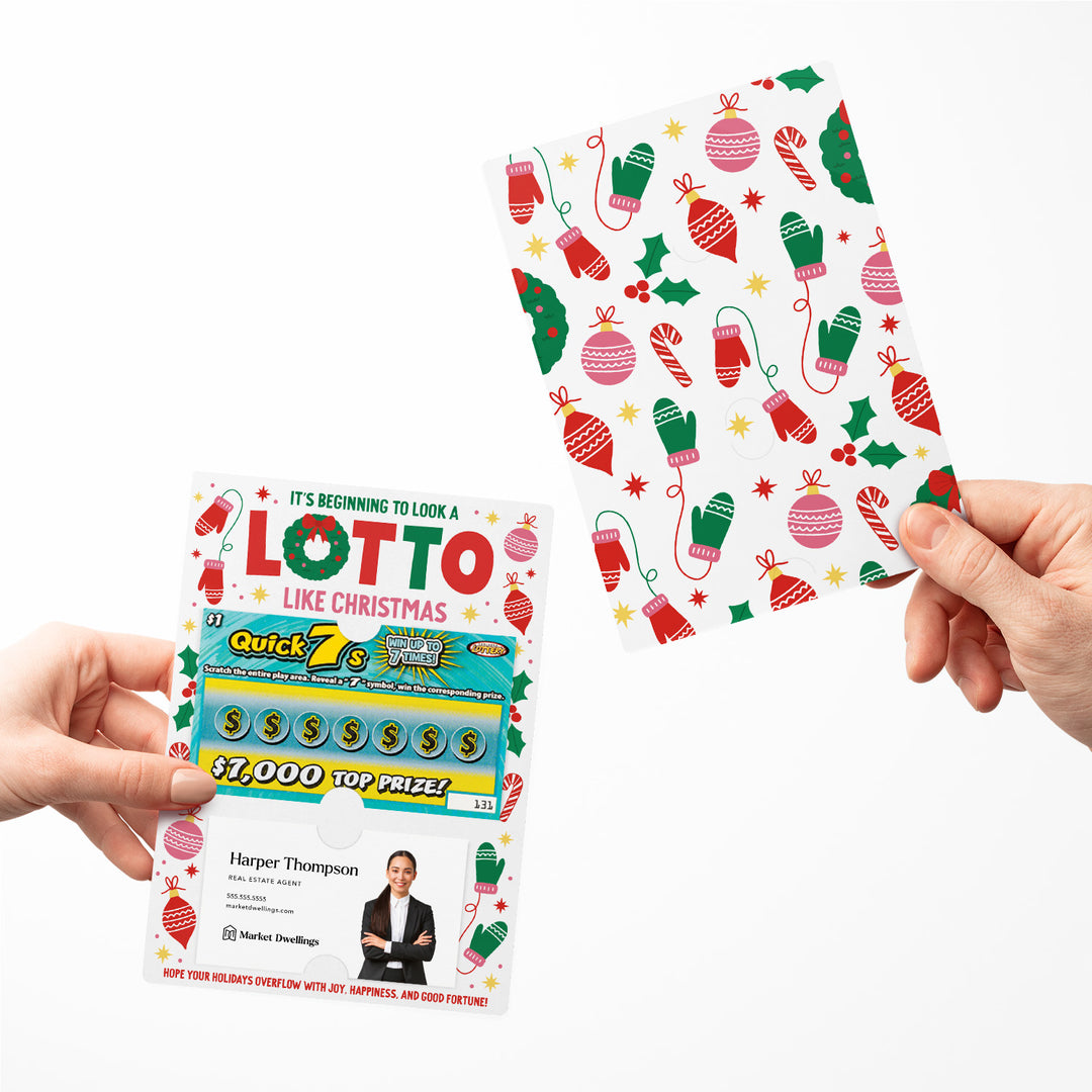 Set of It's Beginning to Look a LOTTO Like Christmas Lotto Mailers | Envelopes Included Mailer Market Dwellings