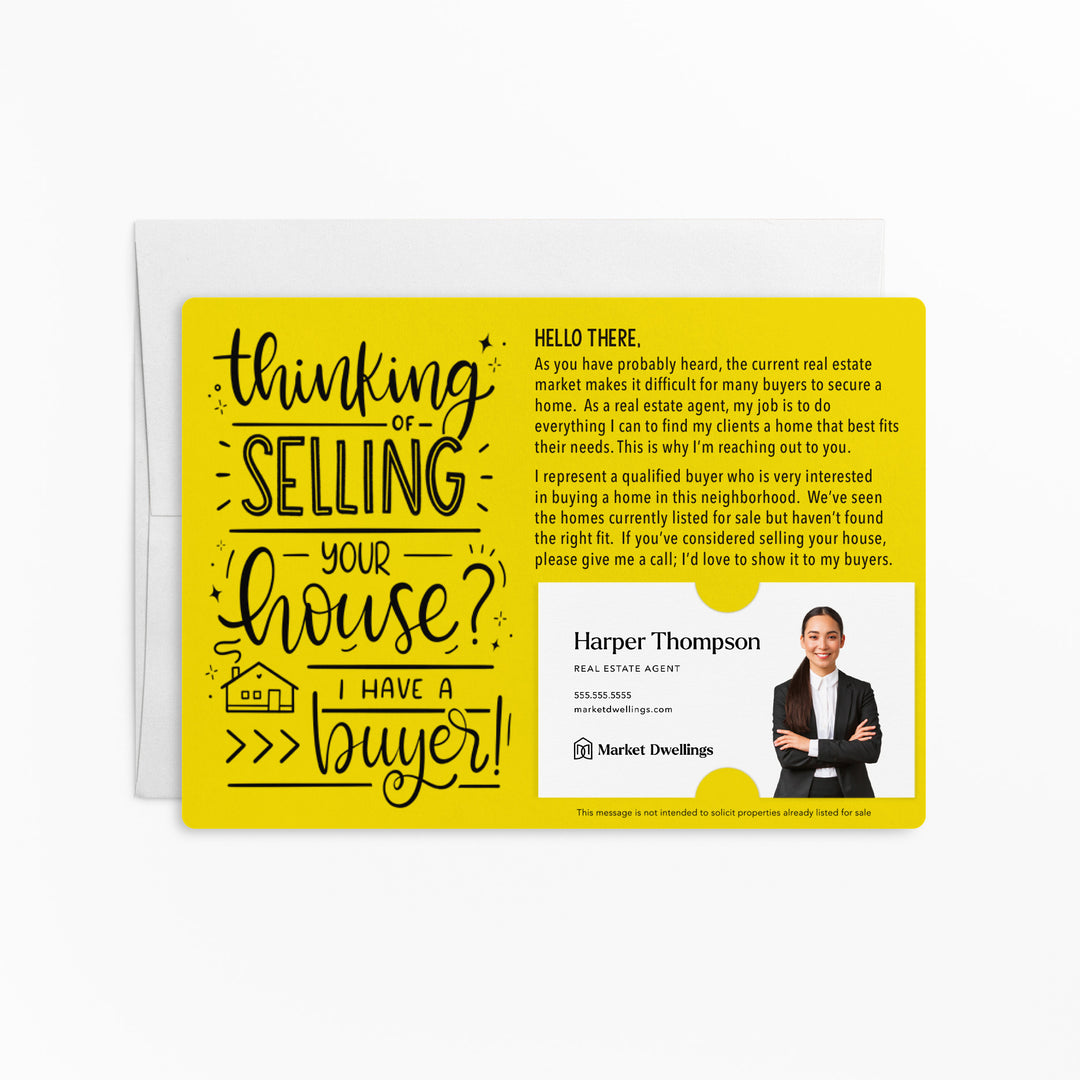 Set of "Thinking of Selling Your House, I Have a Buyer" Real Estate Mailer | Envelopes Included | M57-M003 Mailer Market Dwellings LEMON