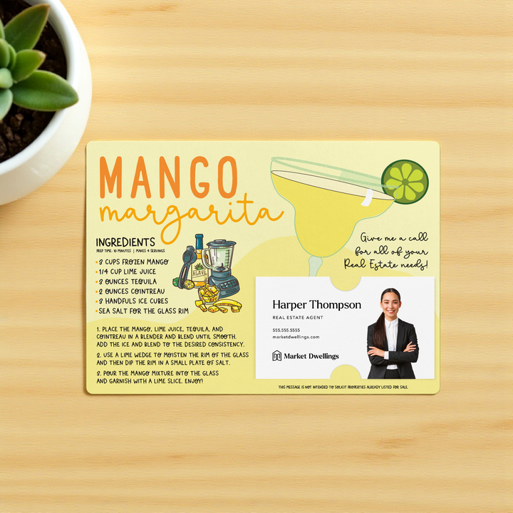Set of Mango Margarita Real Estate Recipe Cards | Envelopes Included | M58-M003 Mailer Market Dwellings