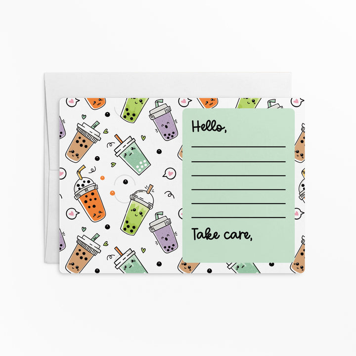 Set of "Clients Like You Make My Heart Go Boba Boba" Coffee or Tea Gift Card & Business Card Holder Mailers | Envelopes Included | M58-M008 Mailer Market Dwellings