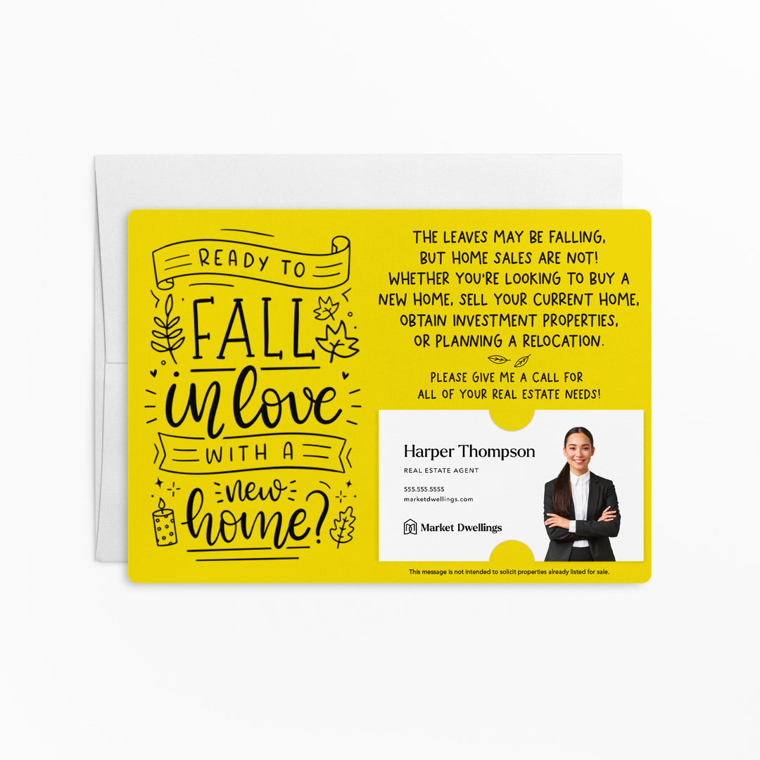 Set of "Ready to Fall in Love with a New Home?" Fall Real Estate Mailer | Envelopes Included | M59-M003 Mailer Market Dwellings LEMON