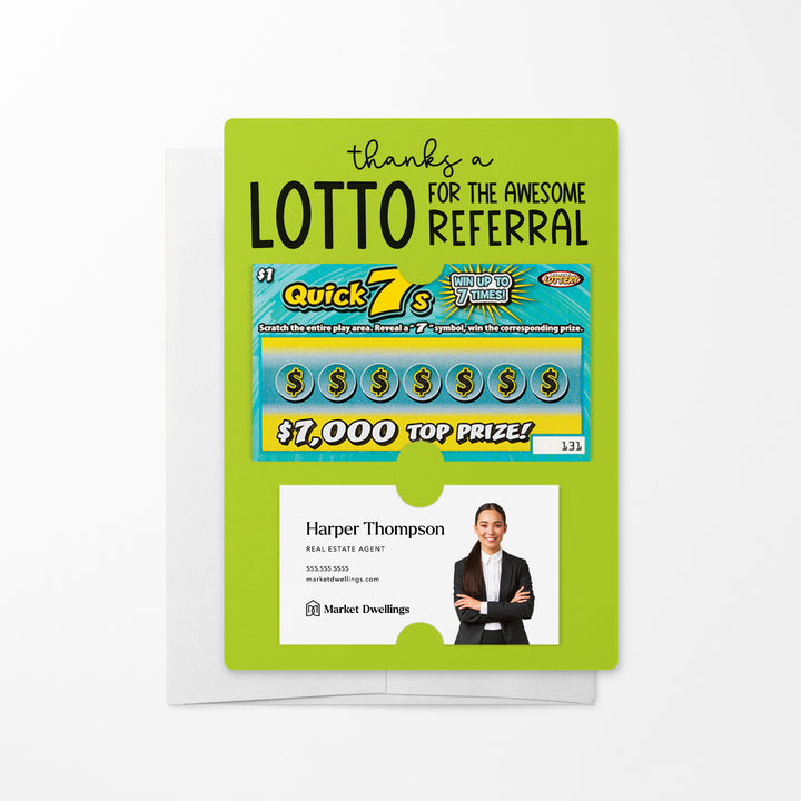 Set of Thanks a Lotto for the Awesome Referral Lotto Mailers | Envelopes Included Mailer Market Dwellings GREEN APPLE