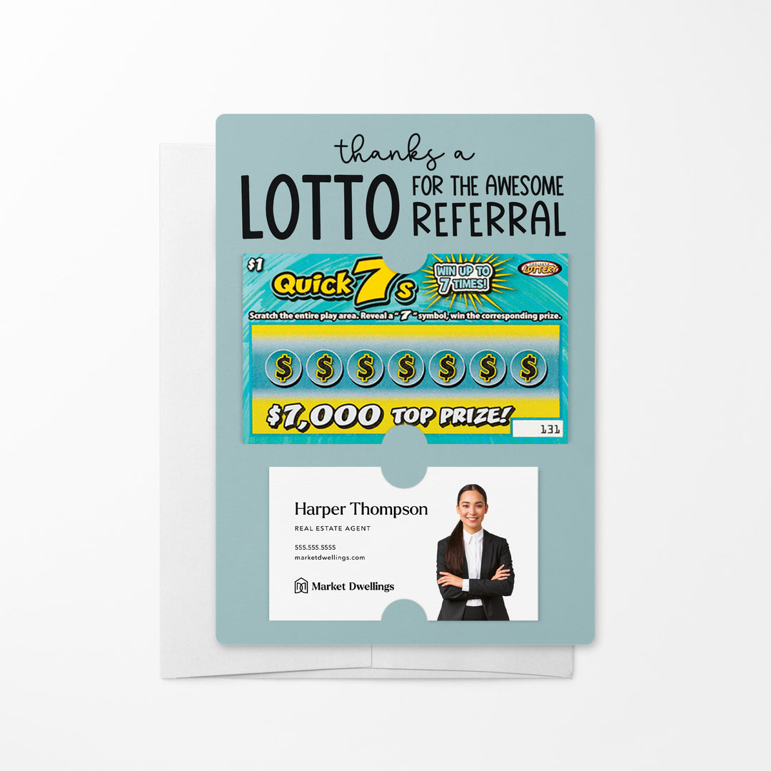 Set of Thanks a Lotto for the Awesome Referral Lotto Mailers | Envelopes Included Mailer Market Dwellings LIGHT BLUE