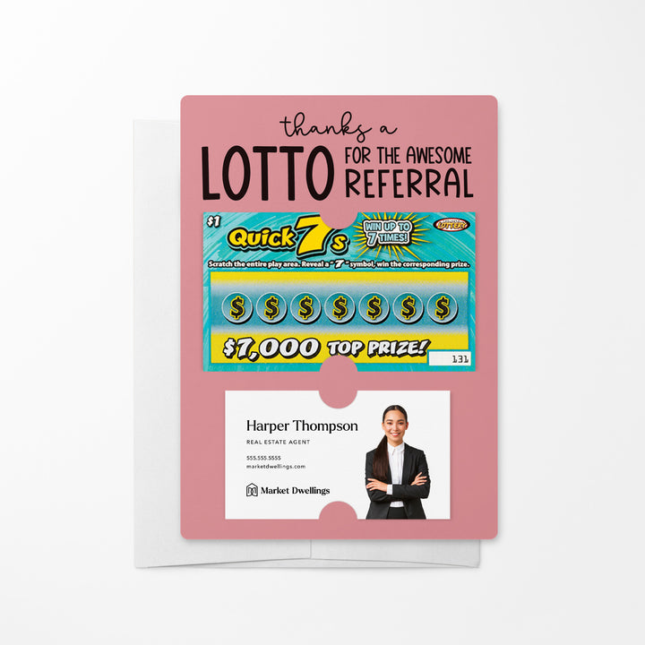 Set of Thanks a Lotto for the Awesome Referral Lotto Mailers | Envelopes Included Mailer Market Dwellings LIGHT PINK