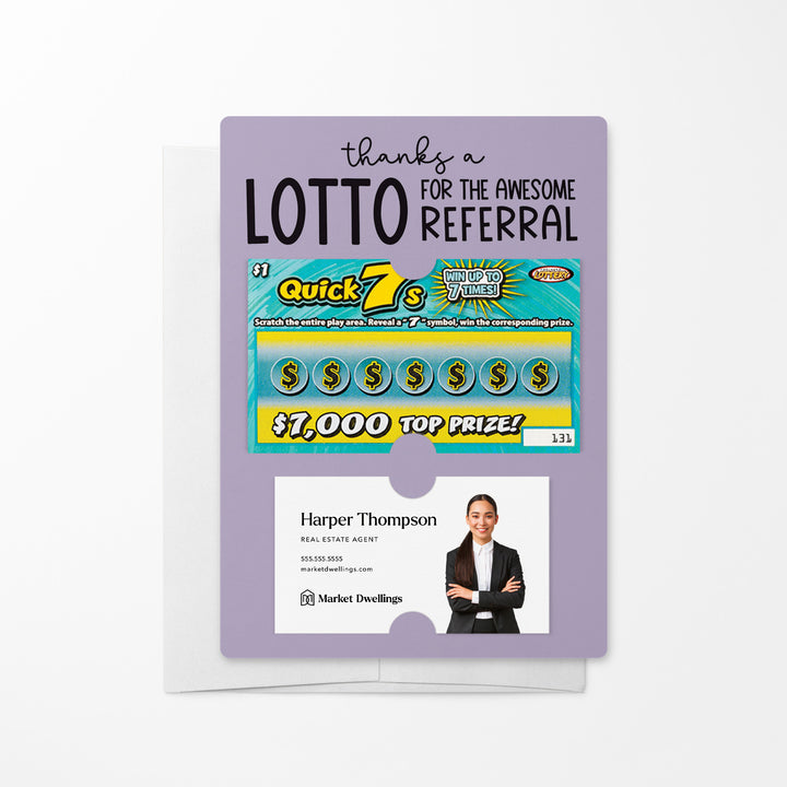 Set of Thanks a Lotto for the Awesome Referral Lotto Mailers | Envelopes Included Mailer Market Dwellings LIGHT PURPLE