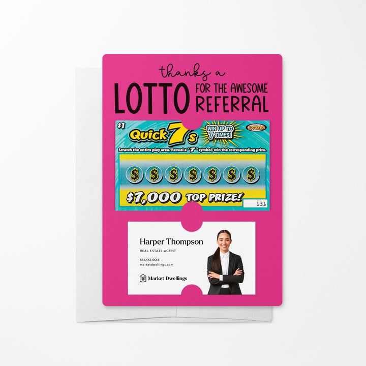 Set of Thanks a Lotto for the Awesome Referral Lotto Mailers | Envelopes Included Mailer Market Dwellings RAZZLE BERRY