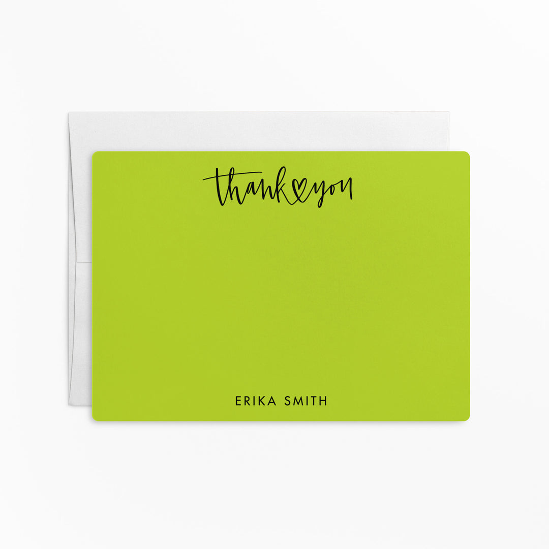 Customizable | Set of Thank You Stationery Notecards | Envelopes Included | M6-M006 Mailer Market Dwellings GREEN APPLE