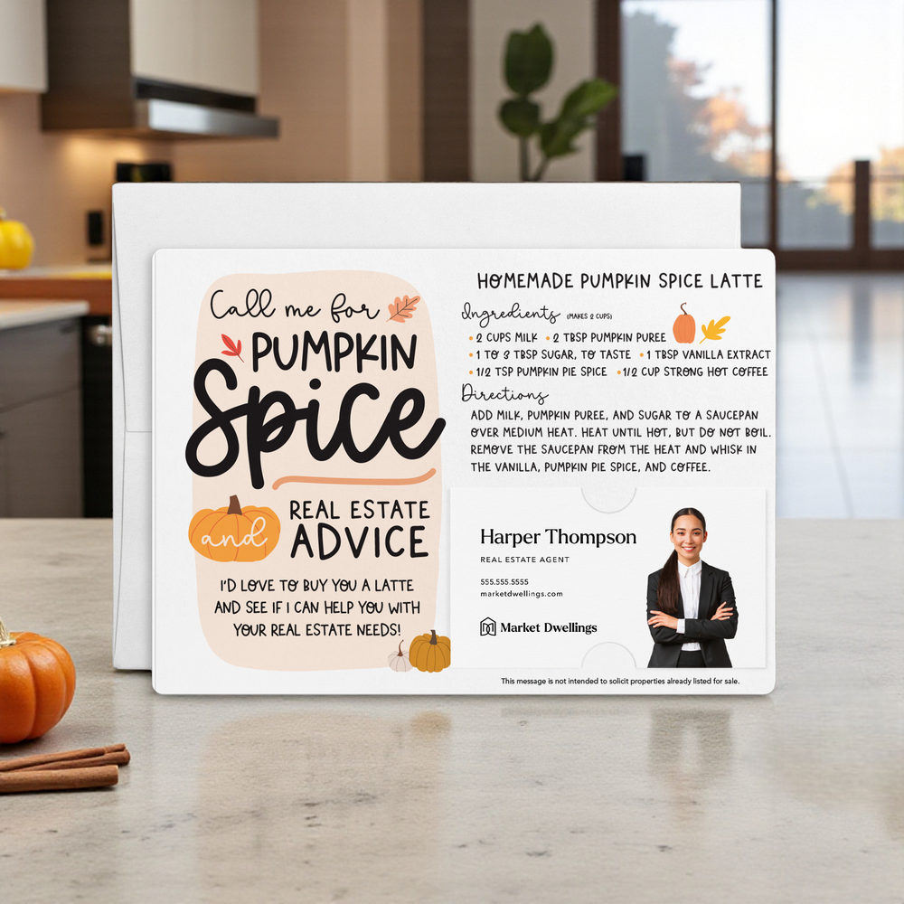 Set of Homemade Pumpkin Spice Latte Recipe Cards | Envelopes Included | M60-M003 Mailer Market Dwellings