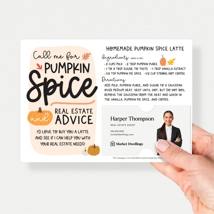 Set of Homemade Pumpkin Spice Latte Recipe Cards | Envelopes Included | M60-M003 Mailer Market Dwellings   