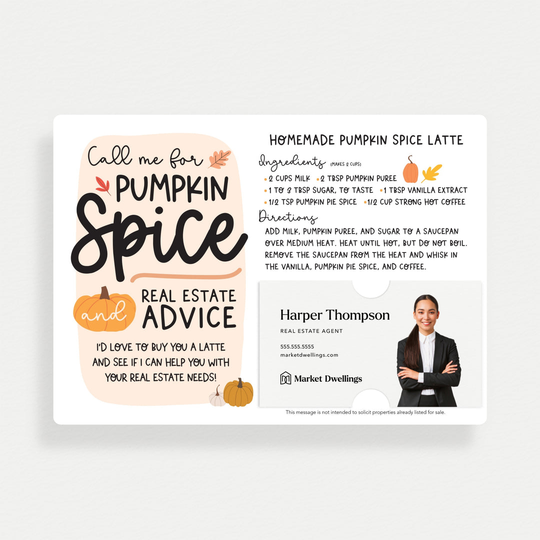 Set of Homemade Pumpkin Spice Latte Recipe Cards | Envelopes Included | M60-M003 Mailer Market Dwellings   