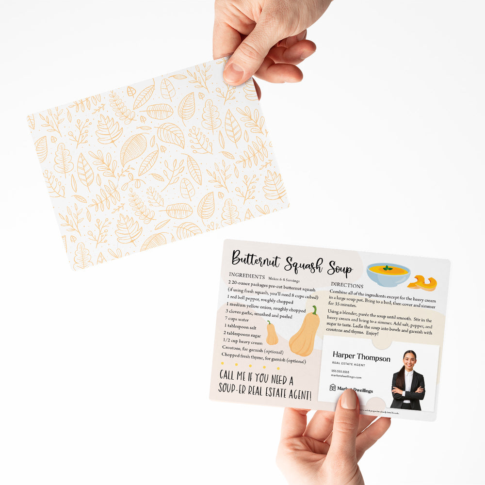 Set of Butternut Squash Soup Real Estate Recipe Cards | Envelopes Included M61-M003 Mailer Market Dwellings