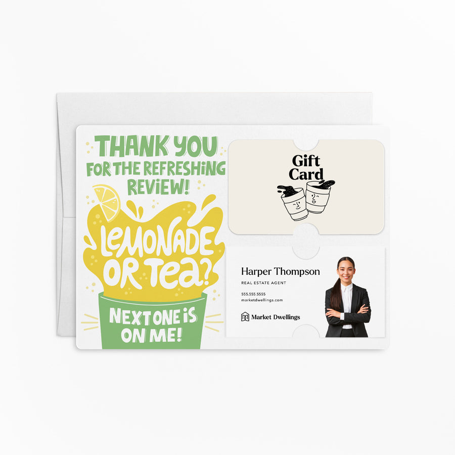 Set of "Thank You for the Refreshing Review" Gift Card & Business Card Holder Mailers | Envelopes Included | M61-M008 Mailer Market Dwellings