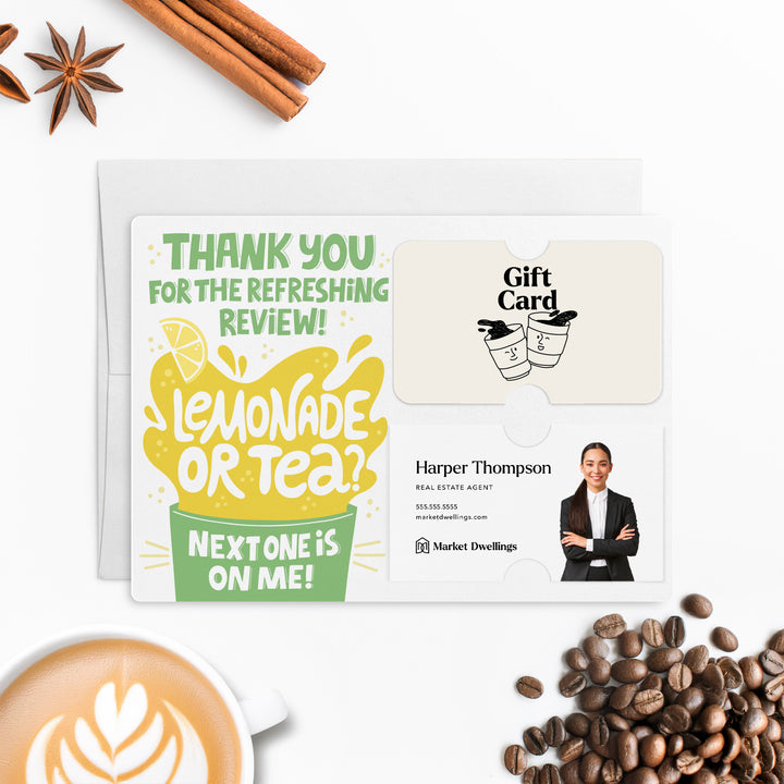 Set of "Thank You for the Refreshing Review" Gift Card & Business Card Holder Mailers | Envelopes Included | M61-M008 Mailer Market Dwellings