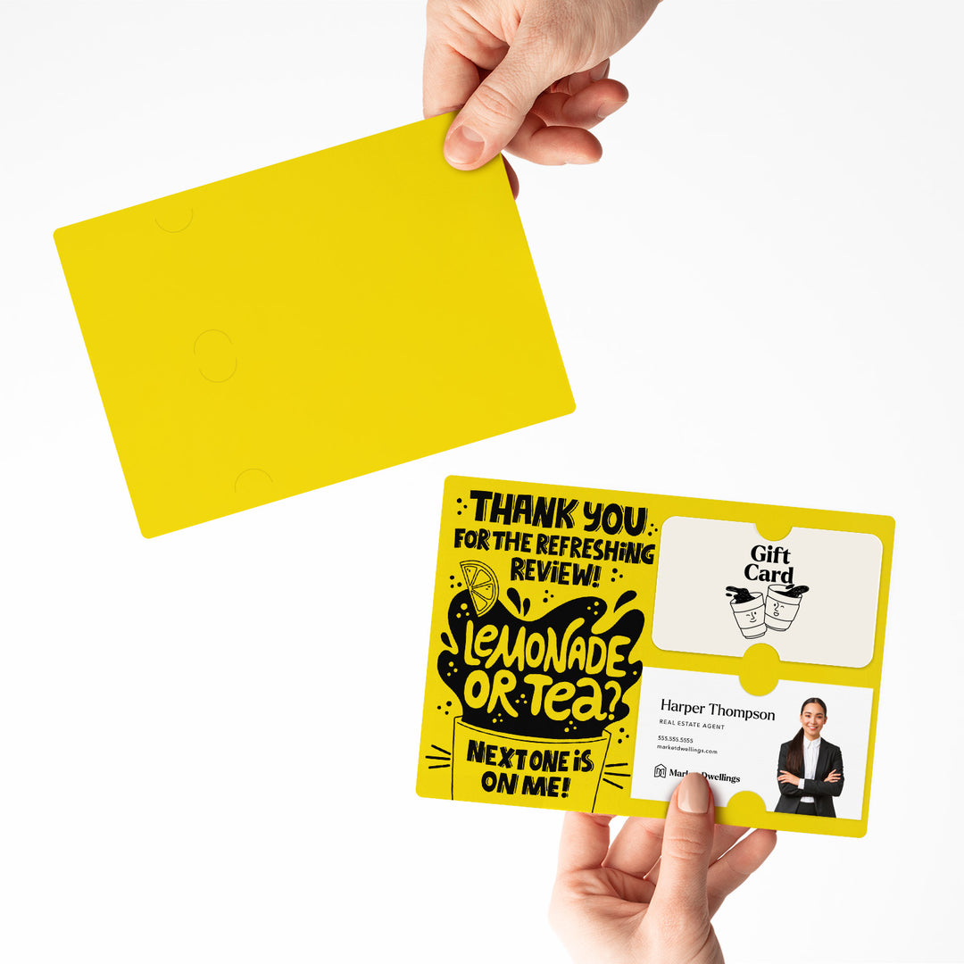 Set of "Thank You for the Refreshing Review" Lemonade or Tea Gift Card & Business Card Holder Mailers | Envelopes Included | M62-M008 Mailer Market Dwellings