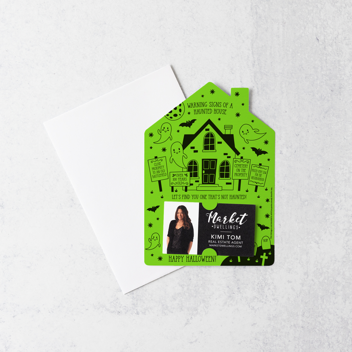 Warning Signs of a Haunted House Mailers | Envelopes Included | M63-M001 Mailer Market Dwellings GREEN APPLE  