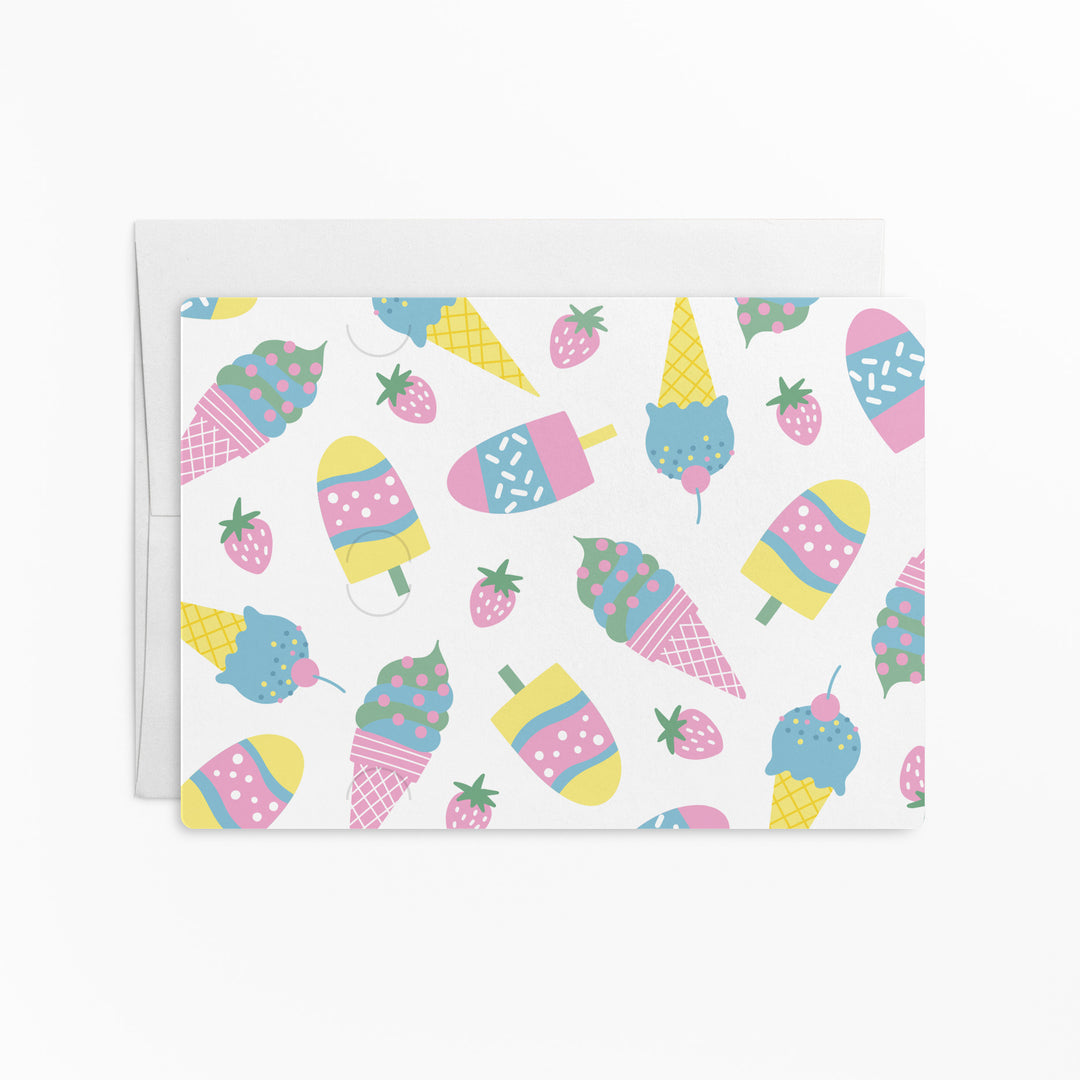 SET of Enjoy Cool Ice Cream Gift Card and Business Card Holder | Mailers with Envelopes | Client Greeting Card | M63-M008 Mailer Market Dwellings