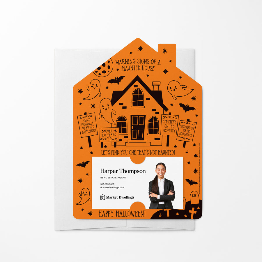 Warning Signs of a Haunted House Mailers | Envelopes Included | M63-M001 Mailer Market Dwellings CARROT