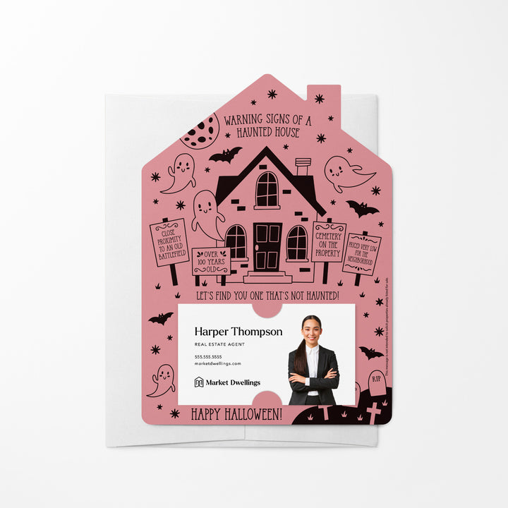 Warning Signs of a Haunted House Mailers | Envelopes Included | M63-M001 Mailer Market Dwellings LIGHT PINK