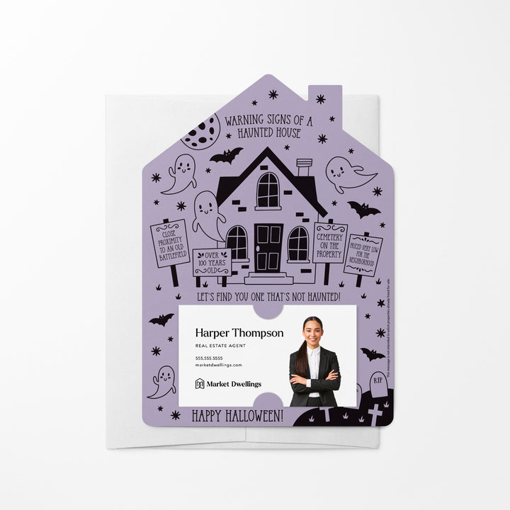 Warning Signs of a Haunted House Mailers | Envelopes Included | M63-M001 Mailer Market Dwellings LIGHT PURPLE