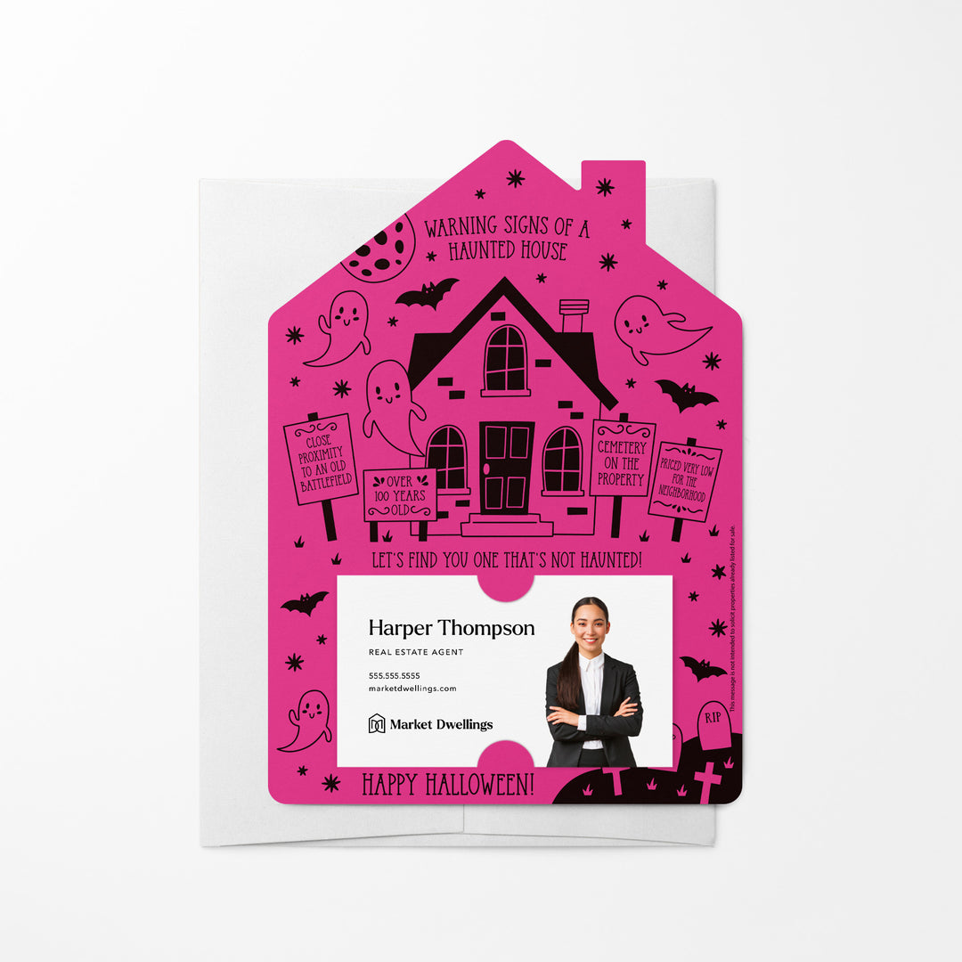 Warning Signs of a Haunted House Mailers | Envelopes Included | M63-M001 Mailer Market Dwellings RAZZLE BERRY