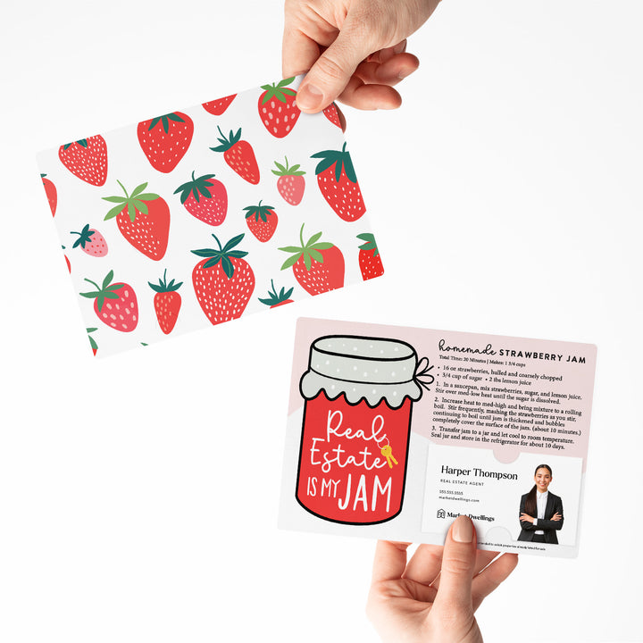 Set of "Strawberry Jam" Real Estate Recipe Cards | Envelopes Included M64-M003 Mailer Market Dwellings