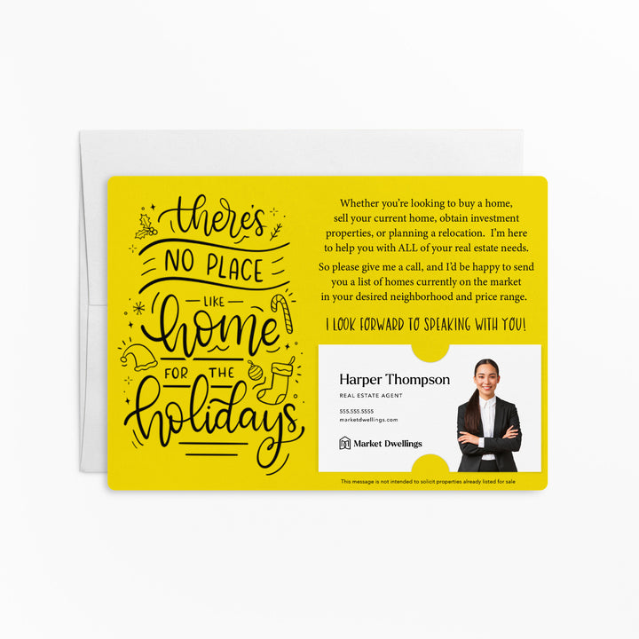 Set of "There's No Place Like Home for the Holidays" Real Estate Mailer | Envelopes Included | M65-M003 Mailer Market Dwellings LEMON