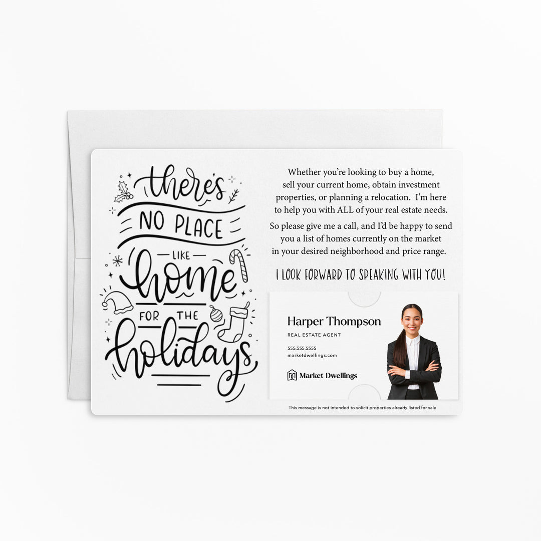 Set of "There's No Place Like Home for the Holidays" Real Estate Mailer | Envelopes Included | M65-M003 Mailer Market Dwellings WHITE