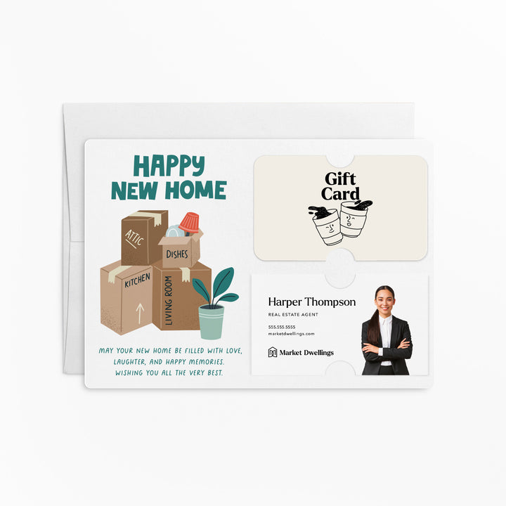 Happy New Home Gift Card & Business Card Holder Mailers | Envelopes Included | M65-M008 Mailer Market Dwellings