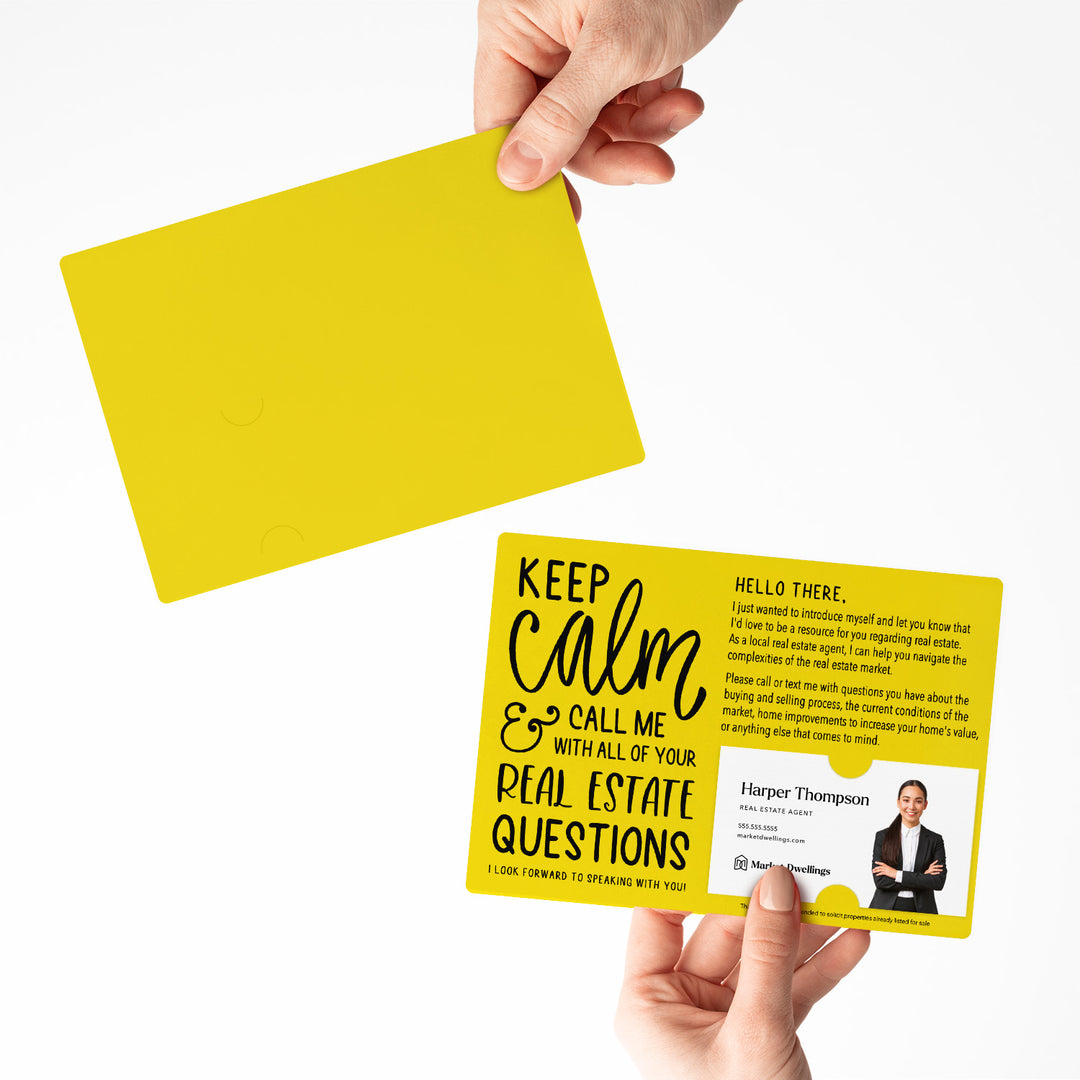 Set of "Keep Calm and Call Me With All of Your Real Estate Questions" Mailers | Envelopes Included | M66-M003 Mailer Market Dwellings