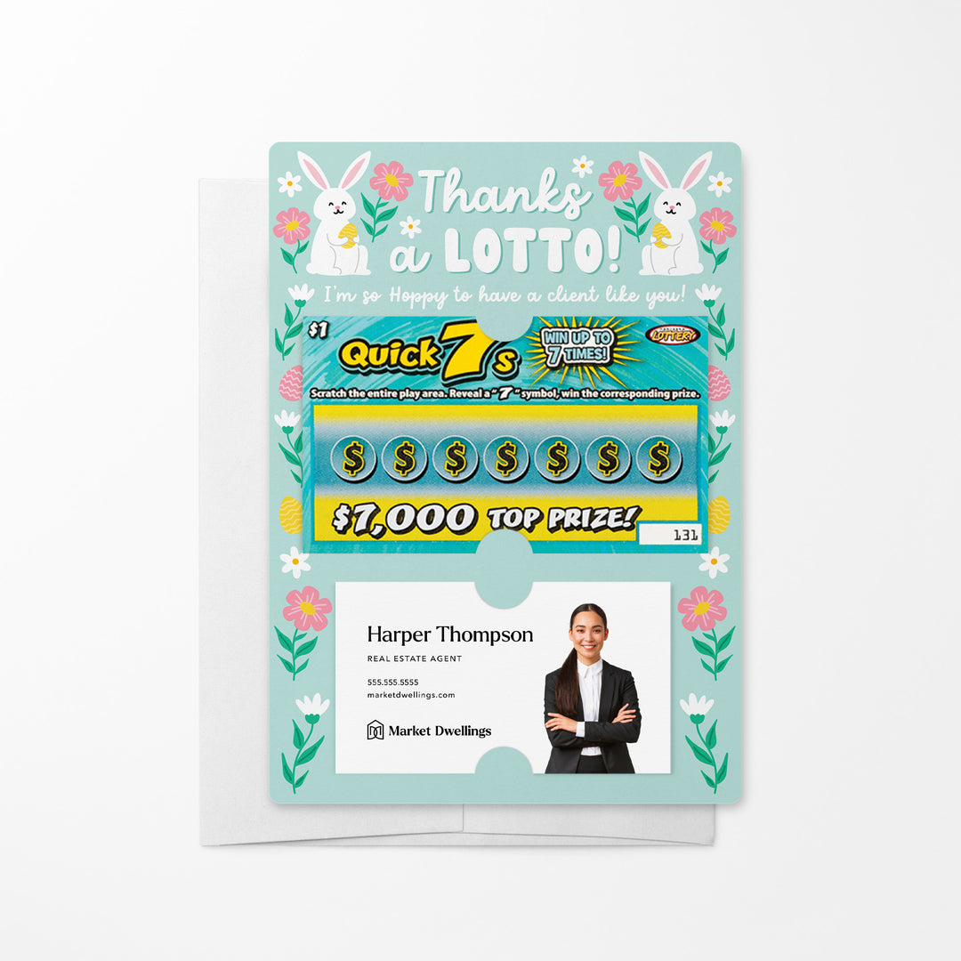 Set of Thanks A Lotto! I'm So Hoppy To Have A Client Like You! | Lotto Mailers | Envelopes Included Mailer Market Dwellings