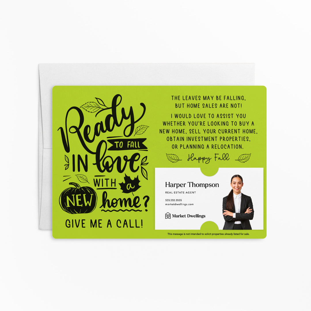 Set of "Ready to Fall in Love with a New Home?" Fall Real Estate Mailer | Envelopes Included | M67-M003 Mailer Market Dwellings